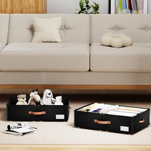 Miniatura 2 de Almacenamiento debajo de la cama con ruedas, contenedores de almacenamiento de gran capacidad de 7.5 pulgadas de altura, contenedores