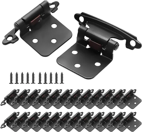 Miniatura 13 de Bisagras para puertas de gabinete de cocina de 3/8 pulgadas, paquete de 4 pares de bisagras de gabinete semiocultas negras, bisagras de puerta