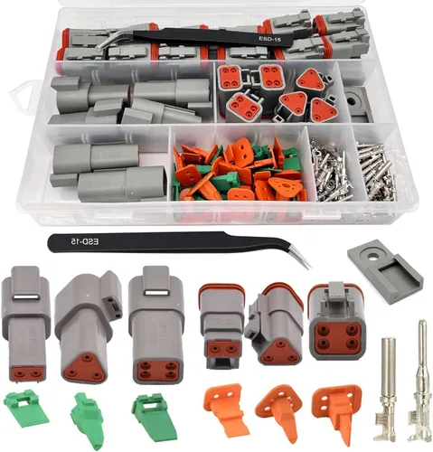 Miniatura 8 de Kit de Conectores Deutsch de 2 Pines 10 Juegos, Kit de Conector DT Gris, Conectores de Cable Impermeables para Automóviles de 2 Pines, Kit