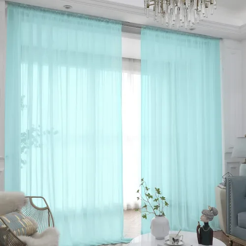 Miniatura 16 de L&TEC Cortinas traslúcidas para la ventana de color beige, 2 paneles de 48x45 pulgadas, con bolsillo básico para la barra de la cortina