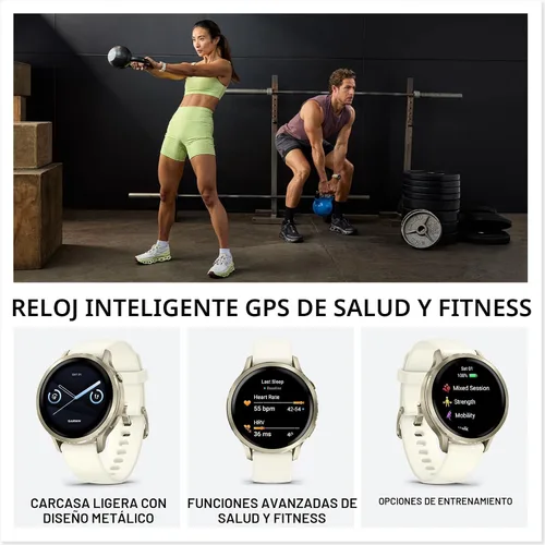 Miniatura 3 de Garmin Venu 4, 1.614 in, reloj inteligente GPS avanzado con rastreador de fitness, pantalla AMOLED de 1.2 pulgadas, linterna incorporada, 10 días