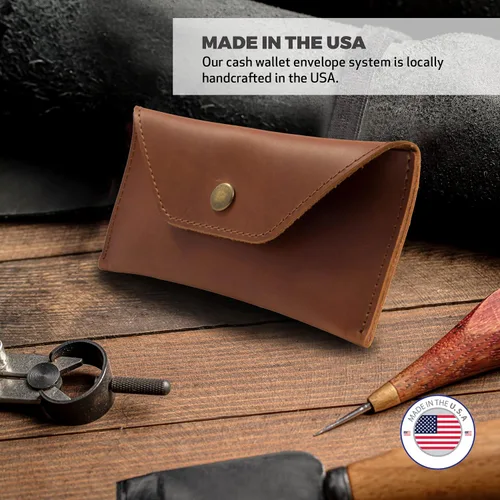 Miniatura 6 de Envoy Cartera de cuero genuino para efectivo hecha a mano con cuero de grano completo Bolsa de utilidad diseñada para efectivo, monedas, tarjetas