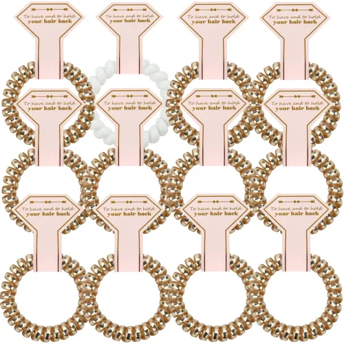 Miniatura 16 de Lazos para el cabello, 12 bobinas en espiral para despedida de soltera, regalo de dama de honor para novia, boda, mujeres, fiestas, invitados, Negro