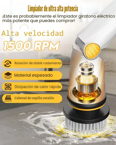 Miniatura 2 de Qimedo Limpiador eléctrico giratorio con dos baterías Q2 Pro, limpiador eléctrico de alta potencia de 1500 RPM para limpieza, cepillo de limpieza