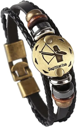 Miniatura 54 de Hamoery Pulsera de cuero de aleación punk para Constellation trenzada pulsera pulsera brazalete