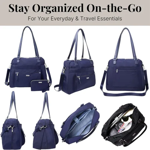 Miniatura 7 de Baggallini Overnight Expandable Laptop Tote with RFID Phone Wristlet Azul marino
