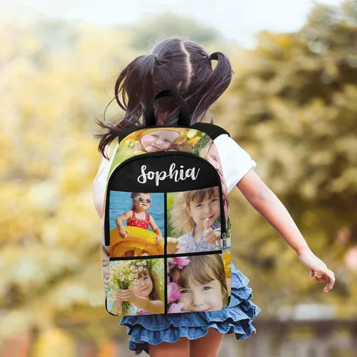 Miniatura 6 de M YESCUSTOM Mochila informal personalizada con fotos, bolsas escolares personalizadas con nombre de niño para niños, niñas, adolescentes, bolsa