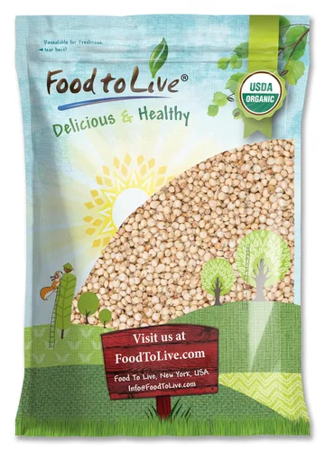 Miniatura 8 de Food to Live Grano orgánico de sorgo blanco de Great Plains, 1.5 libras, granos antiguos enteros. Alto en fibra. Sin OMG. Semillas de milo. Veganas