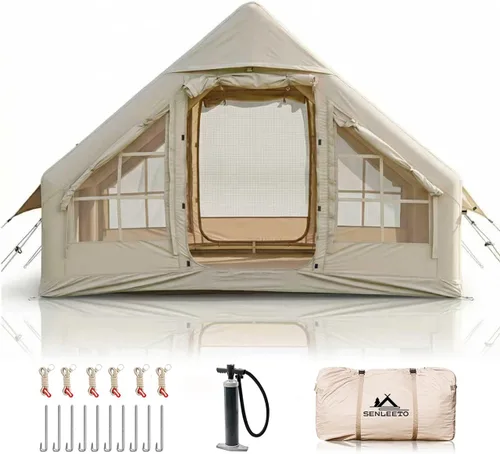 SENLEETO Tiendas inflables para acampar, gran tienda de camping inflable con bomba manual, tiendas inflables fáciles de montar para 4-6 personas,