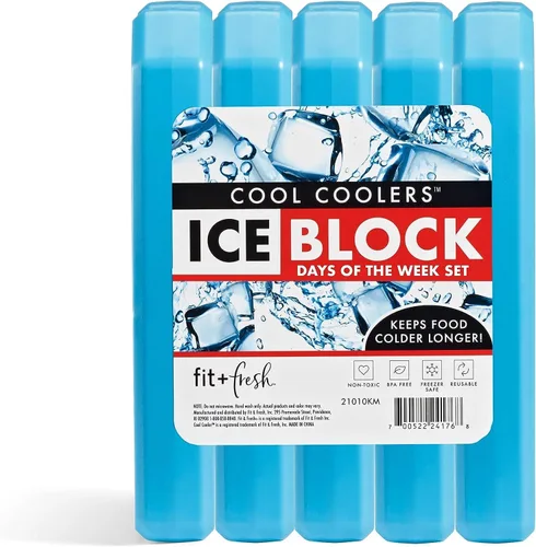 Miniatura 5 de Cool Coolers de Fit + Fresh, paquete de 5 bloques de hielo para los días de la semana, paquetes de hielo compactos y reutilizables para loncheras