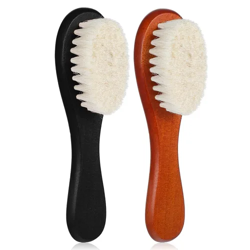 Miniatura 8 de Mozeat Lens Cepillo de pelo, 2 piezas de cerdas naturales de jabalí, mango de ABS, cepillo de peluquero profesional para desenredar, alisar