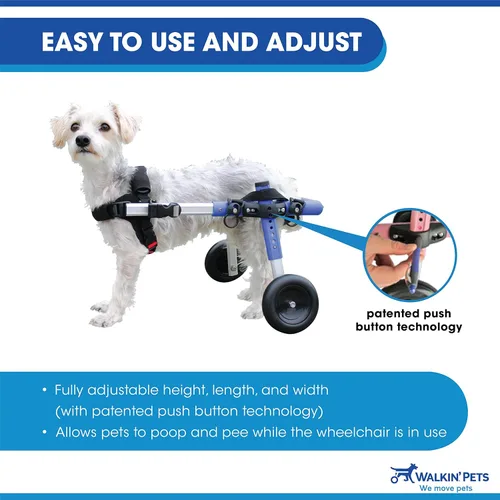 Miniatura 5 de Walkin' Wheels Silla de ruedas para perros pequeños, silla de ruedas ligera para patas traseras, 15-25 libras, para altura de pierna de 12-15 Azul
