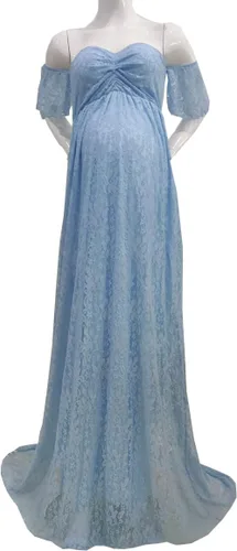 Miniatura 3 de Vestido de maternidad para mujer, con encaje, fotografía, vestido de embarazada, con volantes, largo, para sesión de fotos
