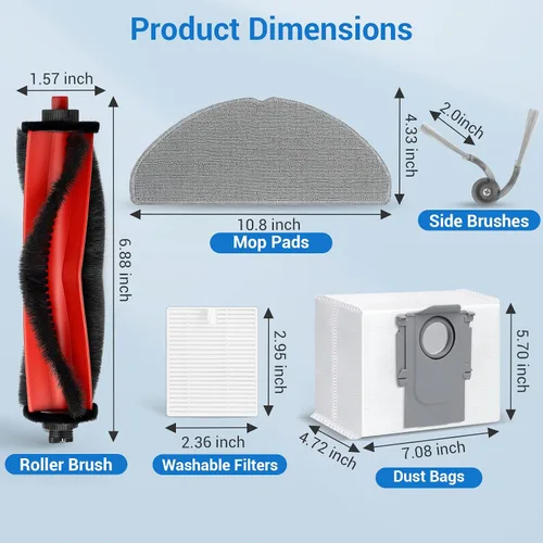 Miniatura 3 de Q7 M5 plus Accesorios de piezas de repuesto para Roborock Q7 M5+, kit de aspiradora robot serie Q7 L5+, 2 cepillos principales, 6 filtros Hepa, 6
