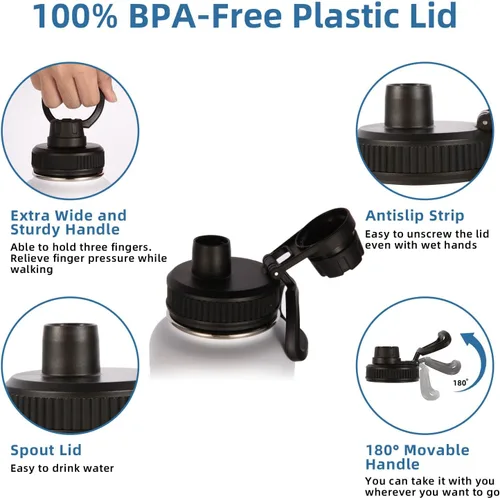 Miniatura 5 de Volhoply Botellas de agua aisladas en paquete de 2, 40 onzas, botella deportiva de acero inoxidable con asa de paracord y tapa con boquilla, taza