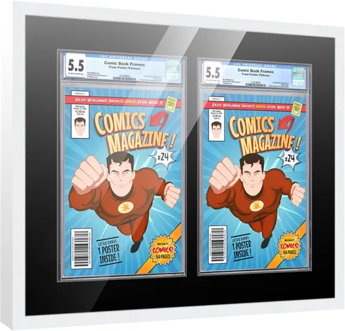 Miniatura 10 de Marco de cómic con paspartú para 8 CGC, CBCS o PGX Graded Comics - Marco de cómic blanco para cómics de 8.125 x 13 pulgadas Marco blanco