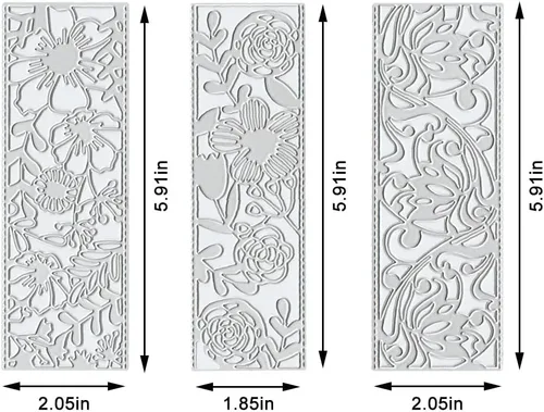 Miniatura 2 de Estivaux 3 troqueles de corte con marco de hojas y flores para hacer tarjetas, marco rectangular con flores de vid, plantilla de grabado de metal