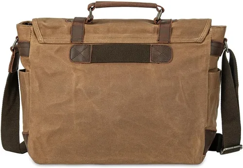 Miniatura 3 de Bolsa de mensajero para hombre, maletines para laptop de 15.6 pulgadas, bolsa cruzada para computadora, trabajo, oficina Marrón