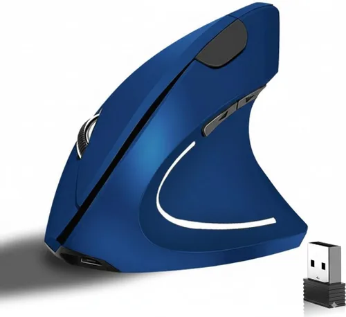 Miniatura 12 de Ratón inalámbrico vertical ergonómico, elegante, recargable, 2.4G, ratón óptico inalámbrico con receptor USB, 800/1200/1600 DPI, 5 botones para Negro
