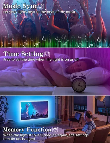 Miniatura 7 de Daymeet Retroiluminación LED para TV, 9.8 pies para TV detrás de TV de 32-60 pulgadas, luces LED para monitor, retroiluminación RGB, tira de luz