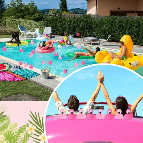 Miniatura 5 de Jerify Pato de goma flamenco a granel rosa rosa claro flamenco baño flotante verano playa patos de goma para fiesta de ducha, premios de decoración