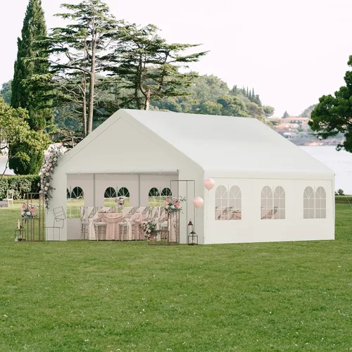 Tienda de campaña para fiestas, 20 x 20 pies, resistente al aire libre, lona para todas las estaciones y pared lateral extraíble, impermeable, toldo