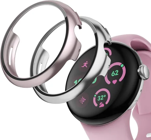 Miniatura 13 de JZK Paquete de 2 fundas protectoras de pantalla para Google Pixel Watch 2 (2023) / Pixel Watch, carcasa protectora general resistente a los arañazos
