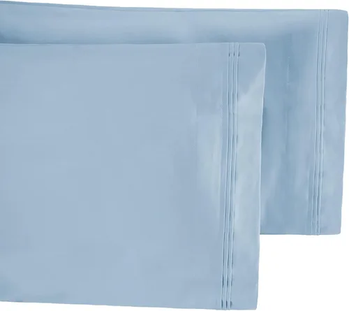 Miniatura 2 de Superior 100% algodón egipcio de 650 hilos, juego de fundas de almohada estándar de 2 piezas, una sola capa, sólido, azul bebé