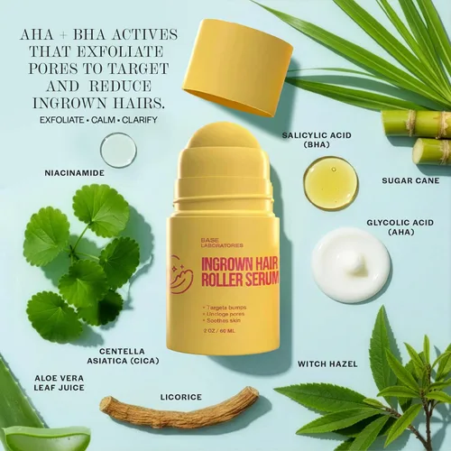 Miniatura 10 de Base Laboratories Tratamiento para el cabello encarnado – Suero Roller – Suero para suavizar la piel para pelos encarnados y protuberancias