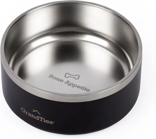 Miniatura 16 de GrandTies Cuenco de acero inoxidable para perros Comedero para mascotas reutilizable con aislamiento sin BPA Plato grande y resistente Azul