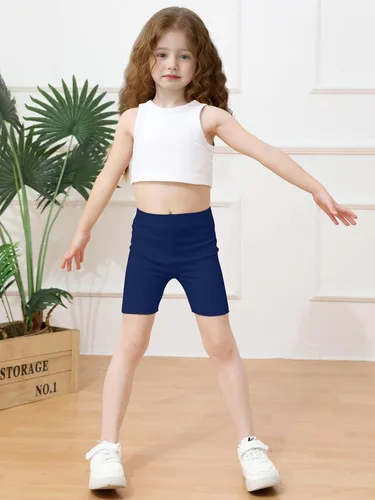 Miniatura 5 de Poroka Paquete de 6 pantalones cortos de ciclismo para bebés y niñas pequeñas, pantalones cortos de verano suaves para niñas, pantalones cortos