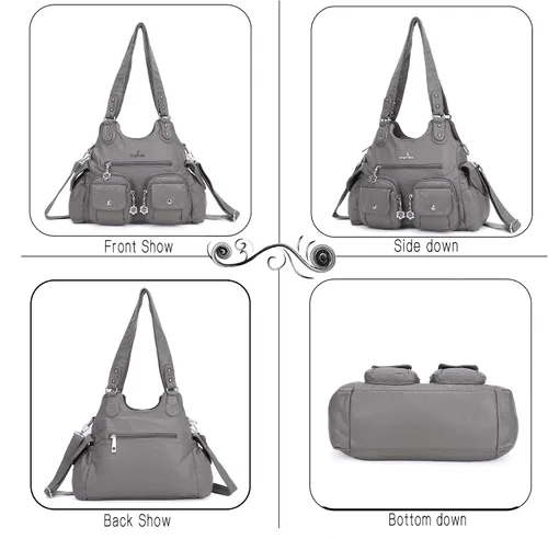 Miniatura 3 de Angel Kiss Bolsos de mano para mujer, bolso grande de piel sintética suave, con múltiples bolsillos, bolso de hombro con asa superior