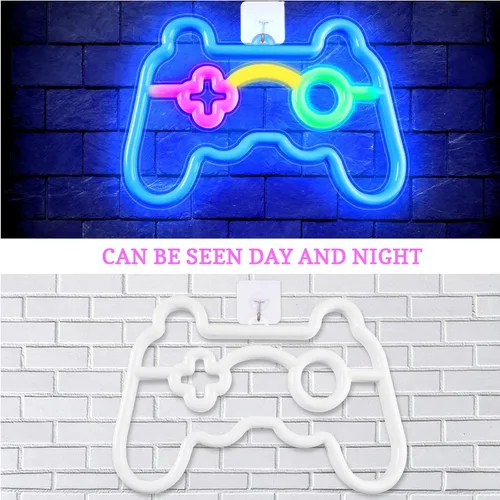 Miniatura 5 de Vicloon Letrero de Neón para Jugadores, Forma de Control de Gamepad - Luz de Pared LED USB/Batería para Decoración de Sala de Juegos, Regalos Retro