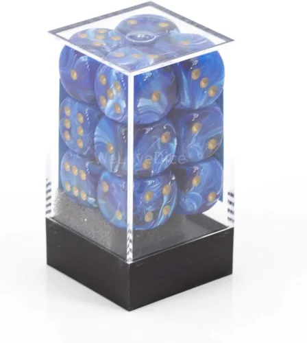 Miniatura 2 de DND - Juego de dados Chessex D&D de 0.630 in, juego de dados poliédricos de plástico azul y dorado, Dungeons and Dragons, incluye 12 dados – D6
