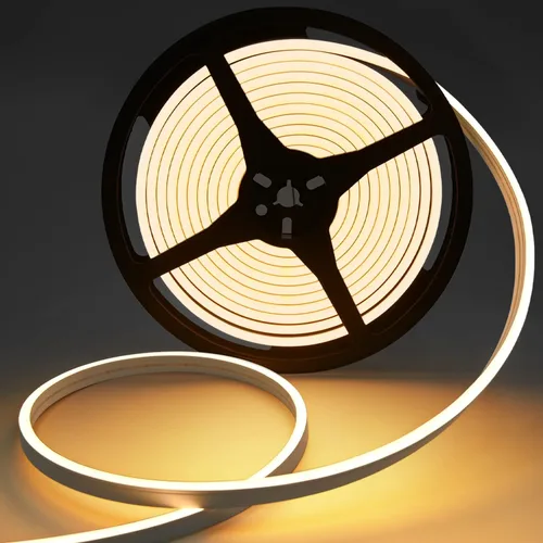 Luces LED de neón en forma de cuerda, tira de luces de neón blancas cálidas de 16.4 pies/5m, tira LED impermeable flexible de 12V, luces de neón de