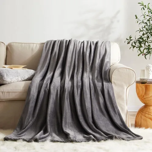 Miniatura 13 de KMUSET Manta de Tiro Súper Suave Premium de Franela de Forro Polar Sedosa Tamaño de Tiro Beige Microfibra Manta Ligera para Uso en Todas