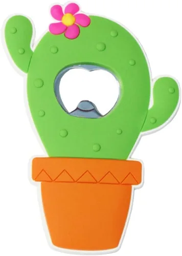 Imán de silicona para nevera, abrebotellas de metal para coca-cerveza, camarero, cocina, barware de metal, novedosa forma divertida, 1 paquete Cactus