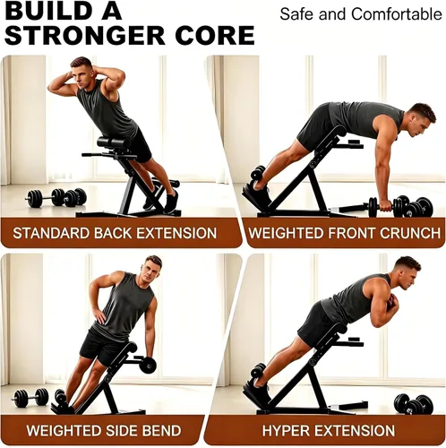 Miniatura 7 de ComMax Roman Chair Back Hyperextension Bench Adjustable Back Exercise Machine Home Gym Workout Equipment for Abs and Glute Negro
