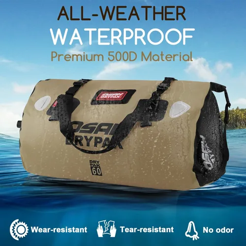 Miniatura 4 de OSAH DRYPAK Bolsa de lona impermeable – Bolsa seca para motocicleta con gran espacio de almacenamiento, bolsas de equipaje impermeables con bolsillo