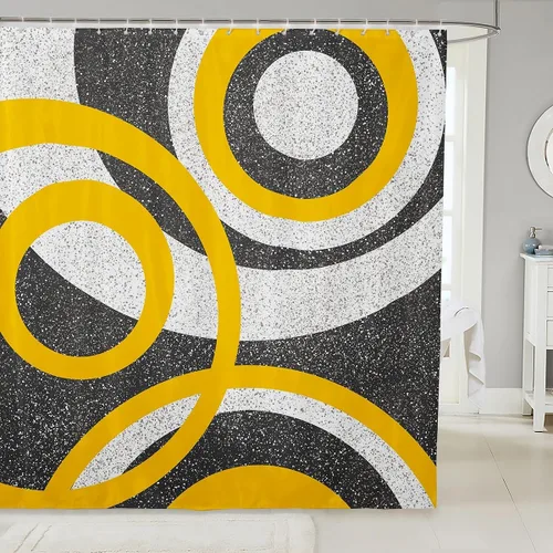 Miniatura 16 de Cortinas de ducha abstractas de líneas geométricas para niños, cortinas de baño con diseño empalmado de rayas para niñas, niños y adultos, cortinas