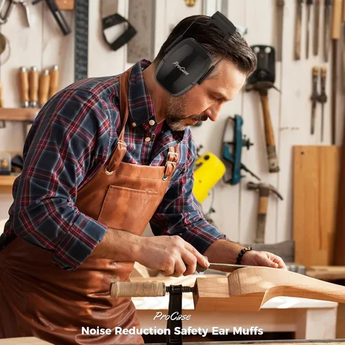 Miniatura 5 de ProCase - Orejeras con cancelación de ruido SNR 33dB, auriculares de protección auditiva para adultos, orejeras insonorizadas para trabajo, corte