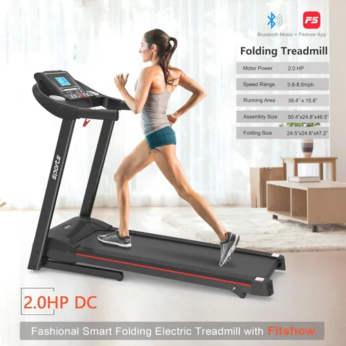 Miniatura 7 de Caminadora plegable con inclinación, máquina eléctrica para caminar, pantalla LCD de 5 pulgadas, música Bluetooth, capacidad de 250 libras