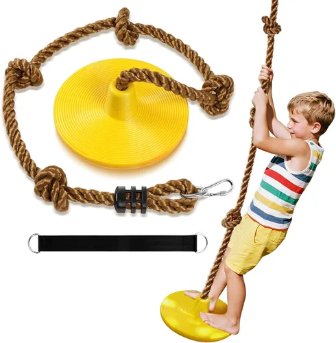 ZNCMRR Columpio de árbol para niños, accesorios de cuerda de escalada para niños con asiento de disco, columpios de cuerda para árbol de disco para