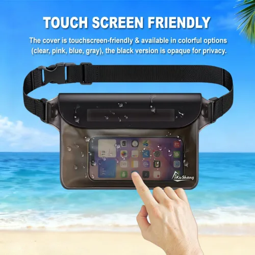 Miniatura 3 de Riñonera impermeable para teléfono – Bolsa seca sumergible de 32 pies con triple cierre de cremallera, cartera de pasaporte con pantalla táctil