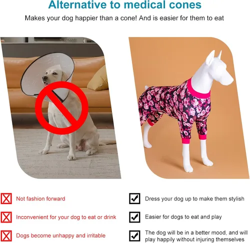 Miniatura 6 de LovinPet Ropa para perros de raza grande – Mameluco para aliviar la ansiedad de las mascotas, camisa de protección solar para perro, cómoda tela