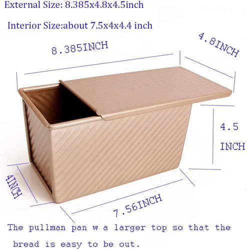 Miniatura 4 de monfish Pullman - Molde para pan con tapa, molde para tostadas de pan, bandeja de pan corrugado con tapa de 1 libra de masa de acero alluminumado