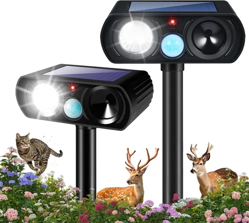 Repelente de ciervos Sonic Fortress Pro 2026 actualizado para exteriores, paquete de 2 unidades para disuasorio de gatos ferales, repelente solar