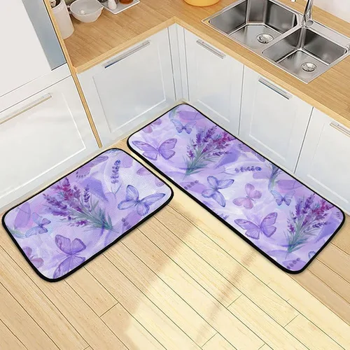 Miniatura 9 de Alfombras de cocina con girasoles para cocina, 2 piezas de búfalo a cuadros, girasol, antifatiga, alfombra antideslizante para piso, alfombra