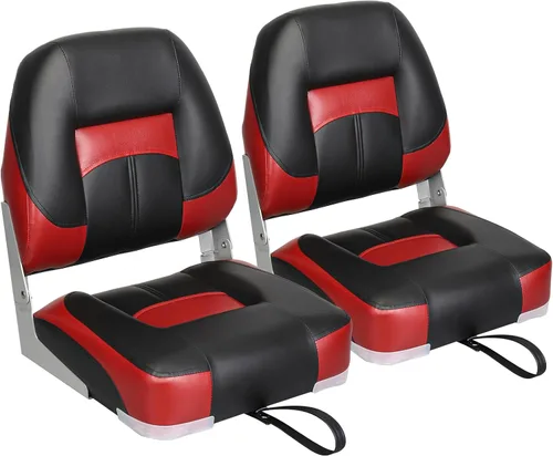 Miniatura 12 de ERGOSEAT Asiento de barco plegable con respaldo bajo de dos tonos, blanco/azul, paquete de 2 unidades Blanco/azul zafiro