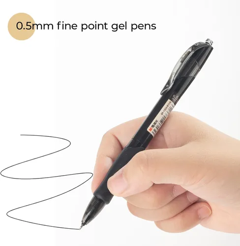 Miniatura 3 de M&G 5 bolígrafos de gel retráctiles de tinta negra de 0.020 in, bolígrafos de punta fina, bolígrafos de tinta de gel de secado rápido con tinta